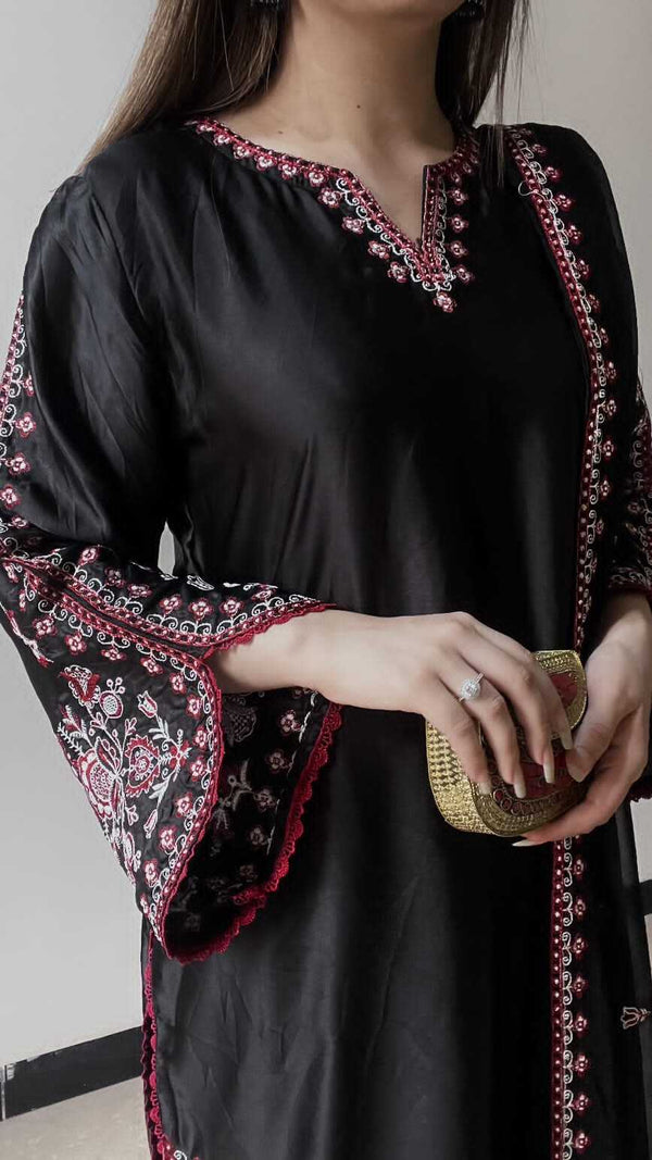 Embroidered Silk 3 Piece Suit