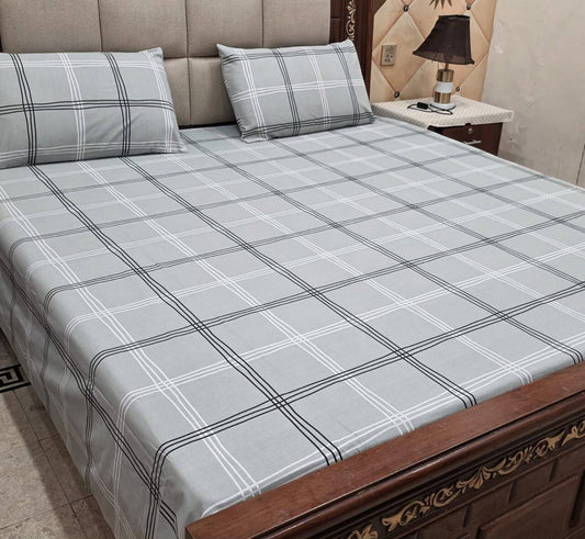 Pure Cotton Elastic Fitted Bedsheet Set – King Size